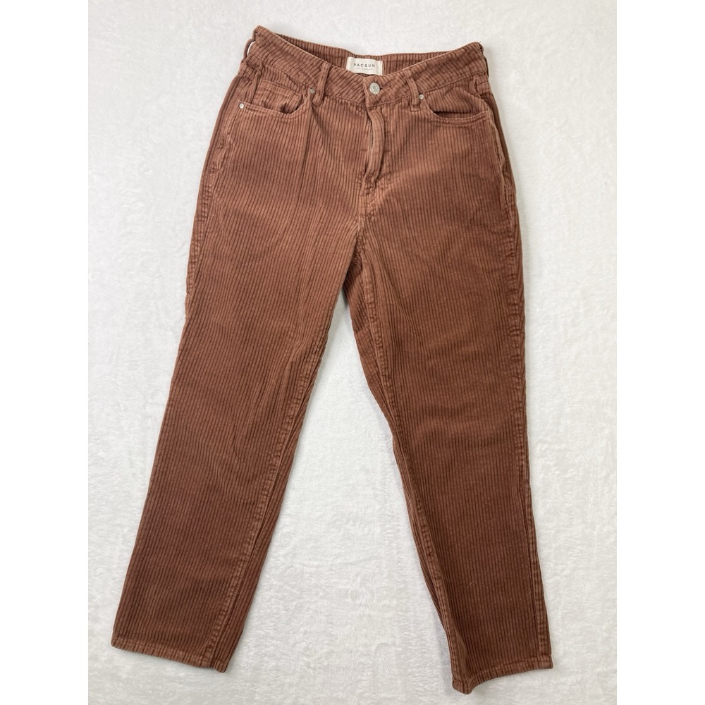 PacSun Corduroy Pants Womens 26 Brown Cognac Mom Jean Tapered High Rise